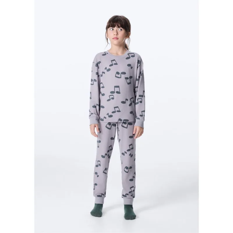 Pijama Infantil Decote Redondo Estampado - Azul 014