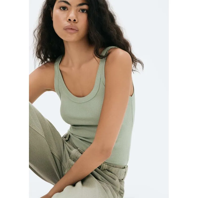Regata Básica Feminina Slim Rib - Verde G