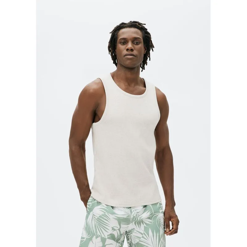 Regata Masculina Regular Em Ribana Canelada - Off white P