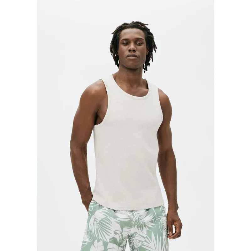 Regata Masculina Regular Em Ribana Canelada - Off white XG