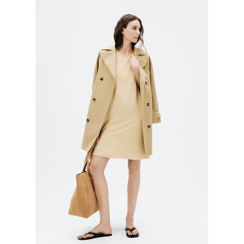 Vestido Curto Em Viscose - Bege XP