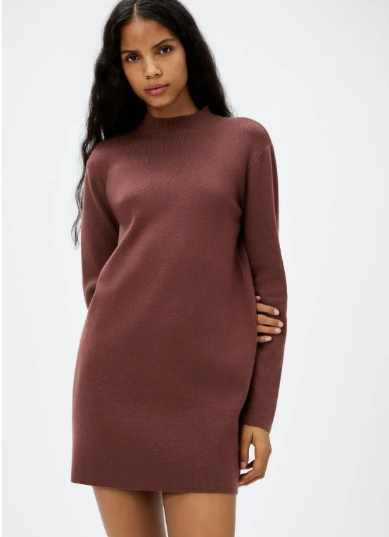 Vestido Curto Manga Longa Hering em Tricô - Vinho M
