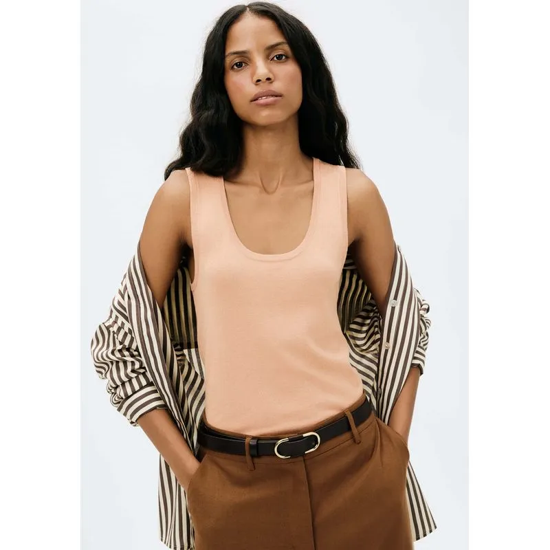 Regata Feminina Slim Decote U Em Tricô De Viscose - Rosa XG