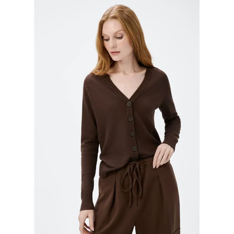 Cardigan Feminino Em Tricô - Marrom M