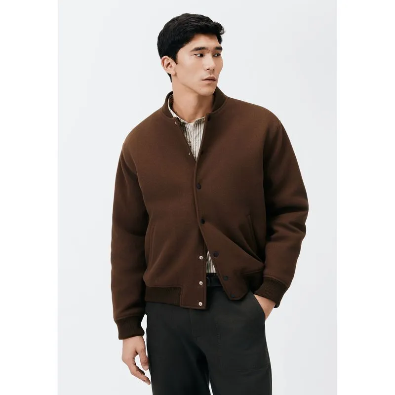 Jaqueta Masculina Bomber Em Lã Batida - Marrom M