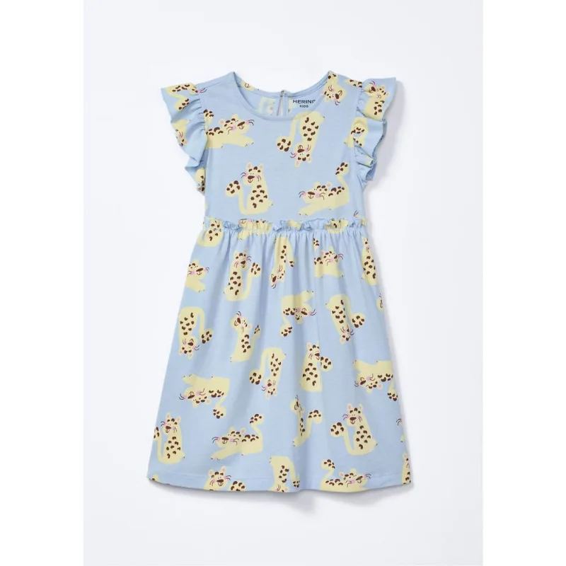 Vestido Infantil Toddler Com Babado - Azul 004