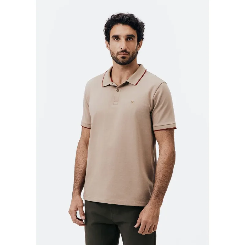 Camisa Polo Básica Masculina Super Cotton Com Bordado - Bege G