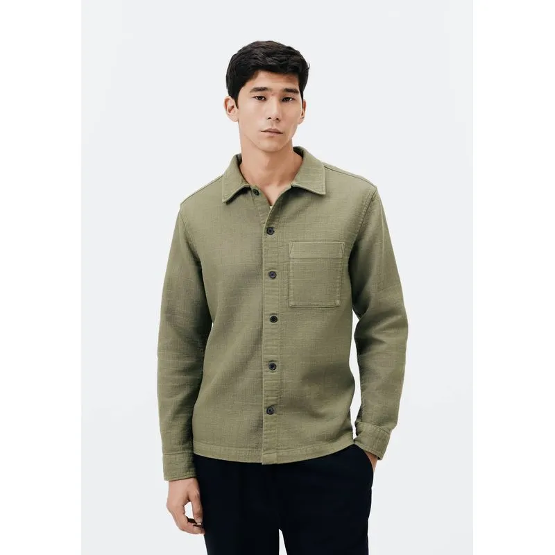 Camisa Masculina Overshirt com Bolso Frontal - Verde XG