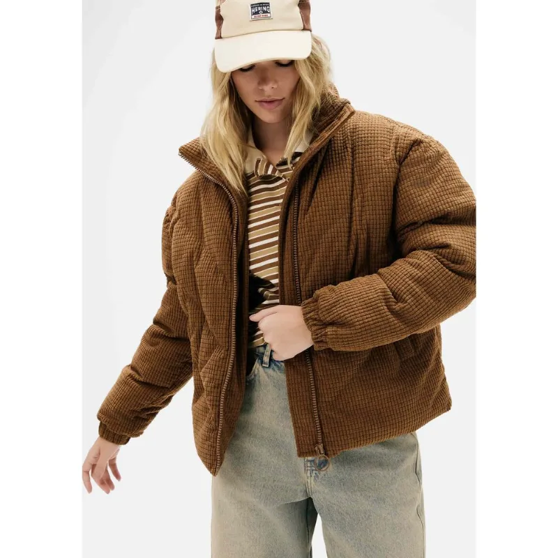 Jaqueta Feminina Bomber em Veludo Cotelê - Marrom G