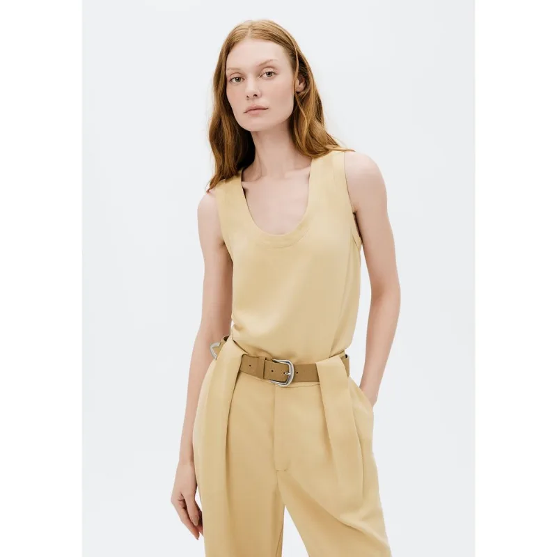Regata Feminina Decote U Em Viscose - Bege P