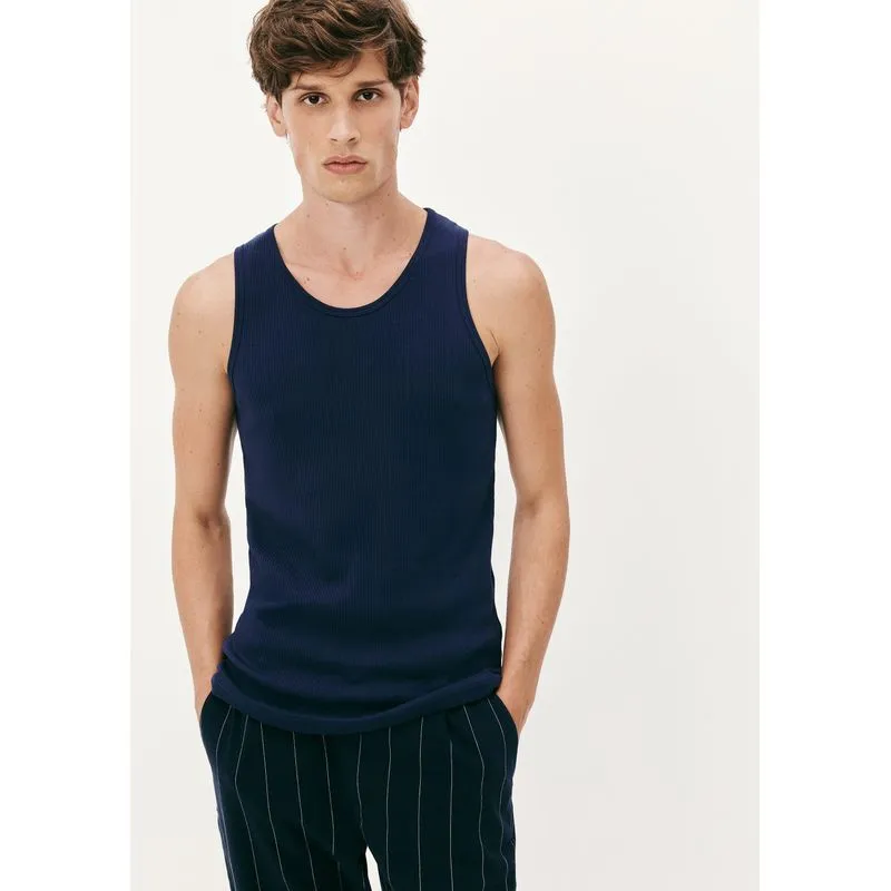 Regata Básica Masculina Slim Em Ribana Canelada - Azul XXG