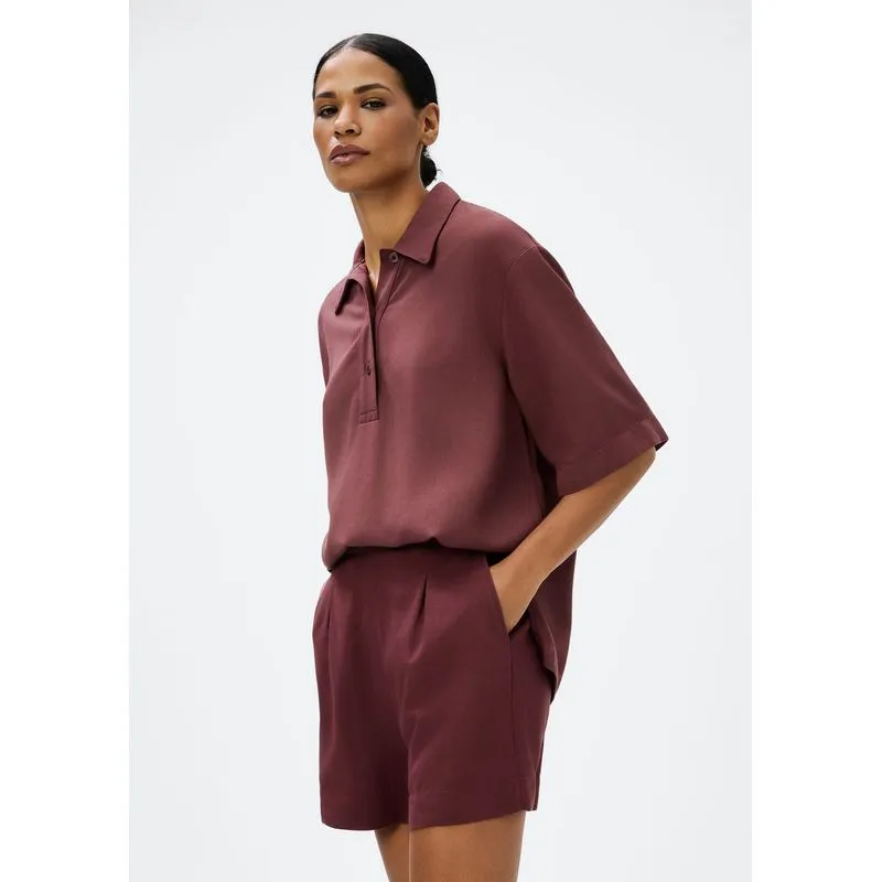 Camisa Polo Feminina Em Viscose Creponada - Vinho G