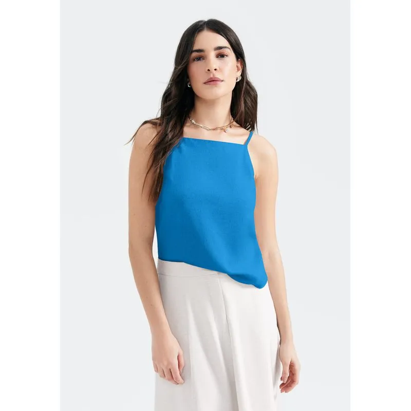 Regata Feminina Com Linho - Azul XP