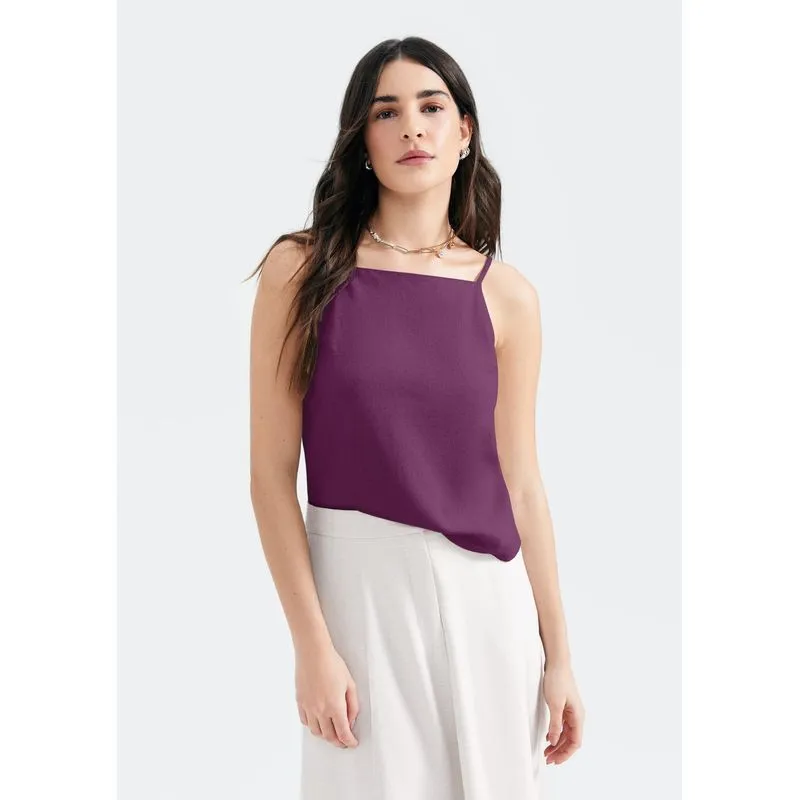 Regata Feminina Com Linho - Roxo M