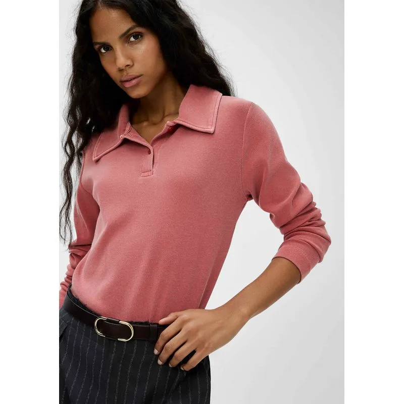 Blusa Polo Feminina Em Ribana Estonada - Laranja P
