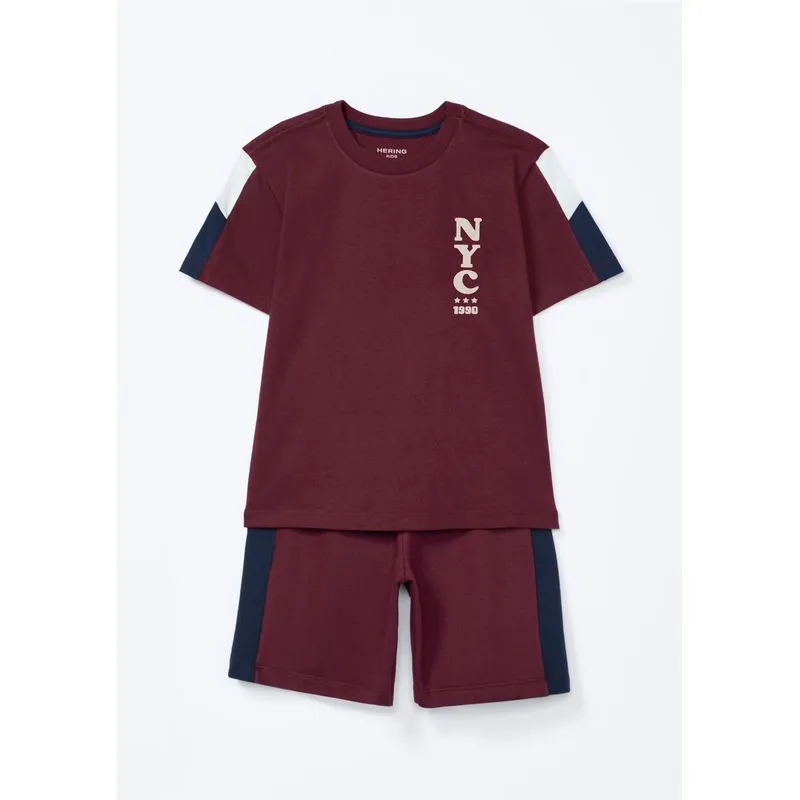 Conjunto Infantil Menino Estampado Oversized - Vinho 012