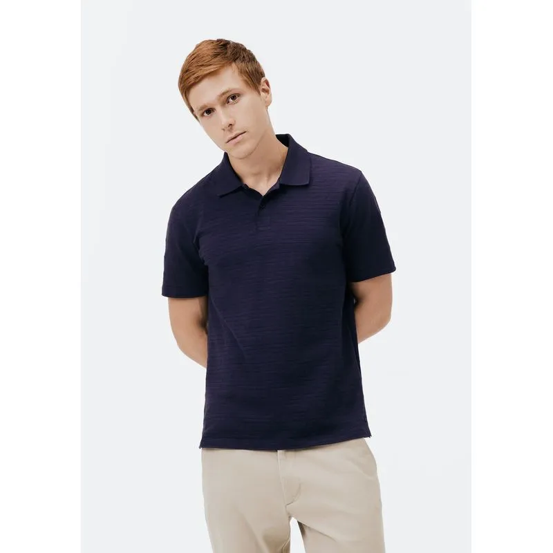 Camisa Polo Masculina Manga Curta Texturizada - Azul XXG