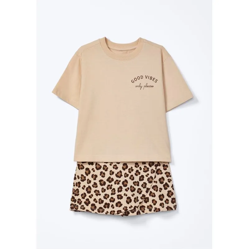 Conjunto Curto Infantil Menina - Bege 014