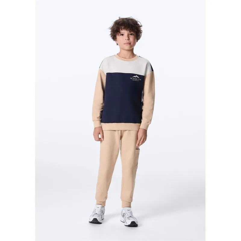 Conjunto De Moletom Infantil Menino Com Estampa - Bege 012