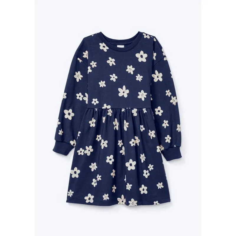 Vestido Infantil Manga Longa Estampado - Azul 005