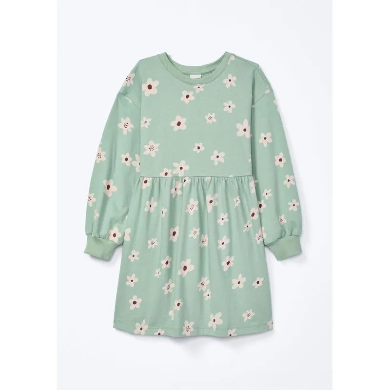 Vestido Infantil Manga Longa Estampado - Verde 010