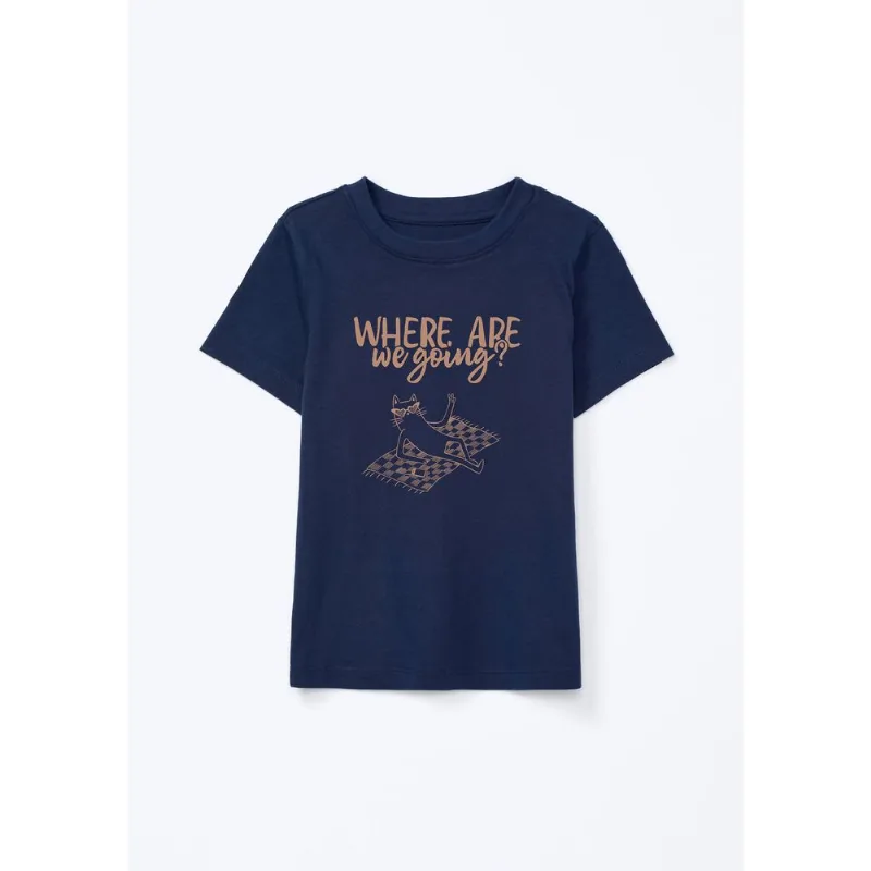 Blusa Infantil Menina Manga Curta Com Estampa - Azul 016