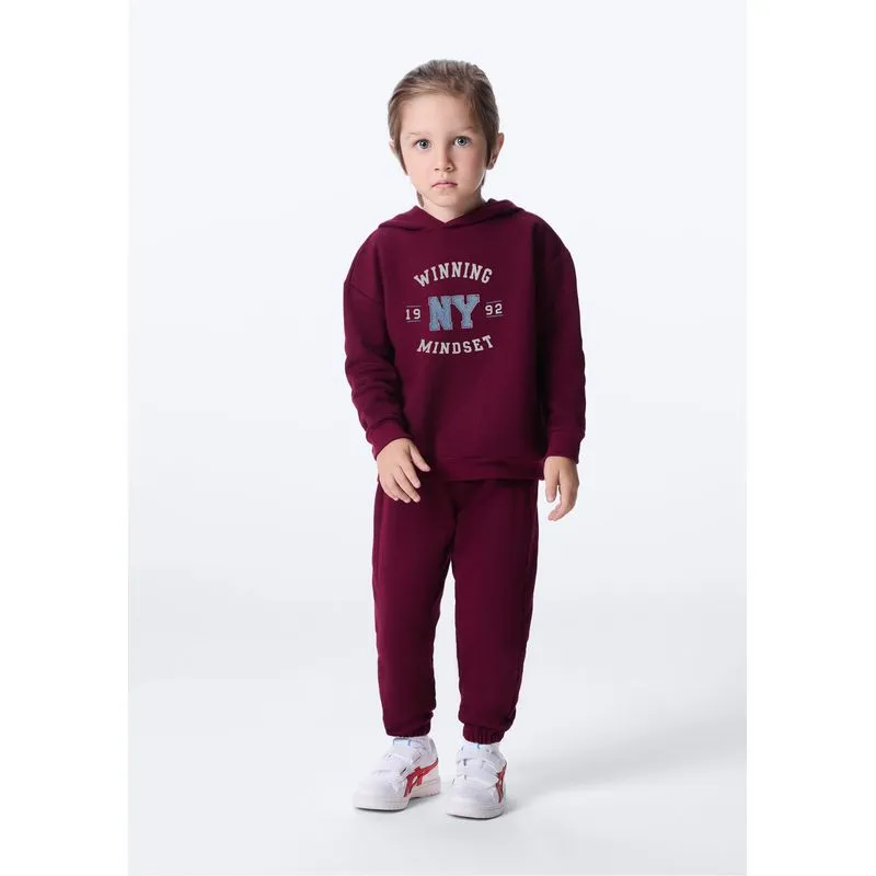 Conjunto Longo Infantil Menino Toddler Em Moletom - Vinho 003