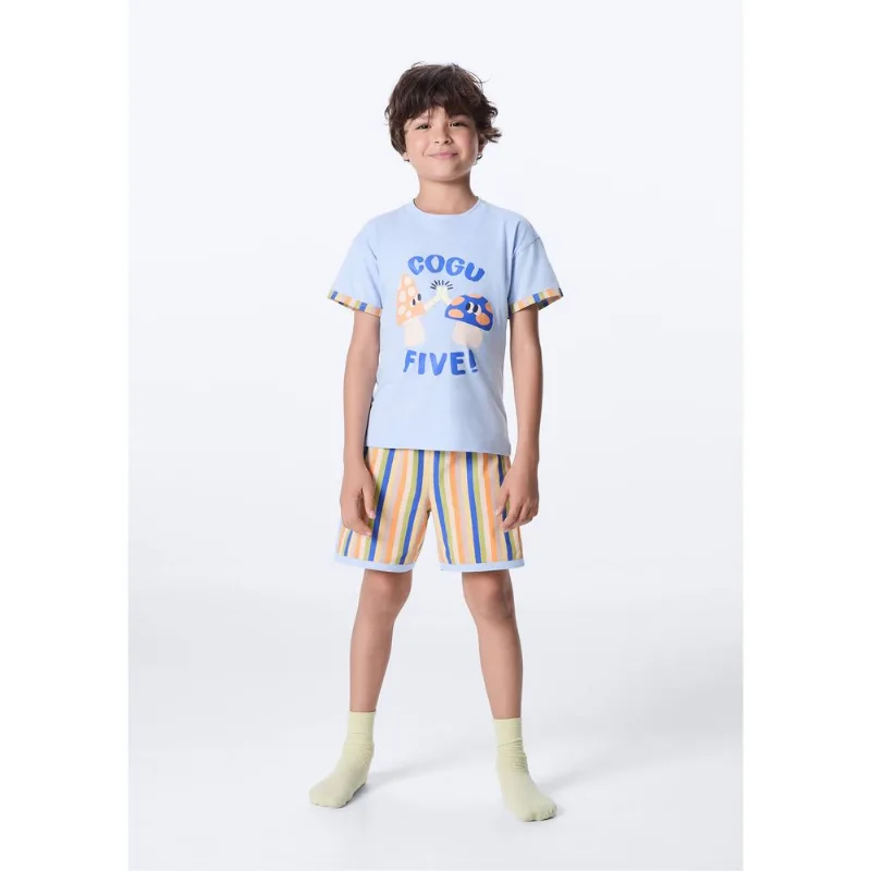 Pijama Curto Infantil Menino Estampado - Azul 014