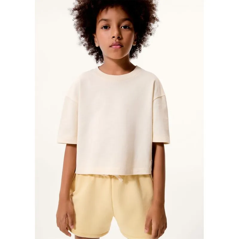 Shorts Infantil Menina Moletom Runner - Amarelo 004