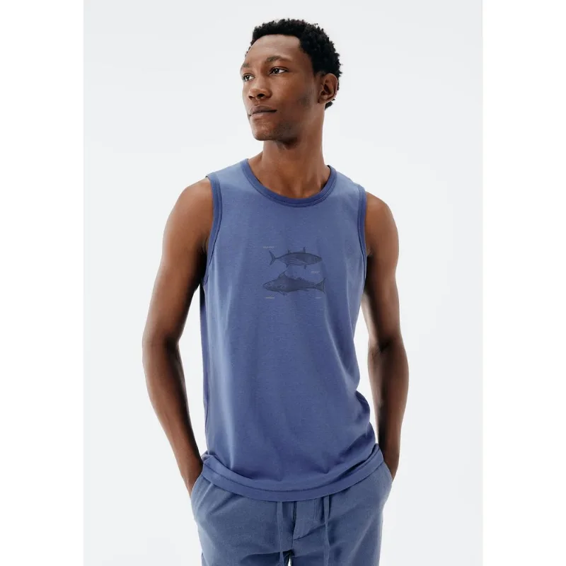 Regata Básica Masculina Regular Com Estampa - Azul P