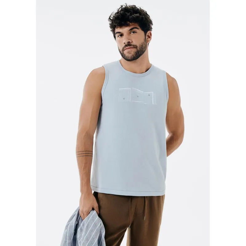 Regata Básica Masculina Regular Com Estampa - Azul G