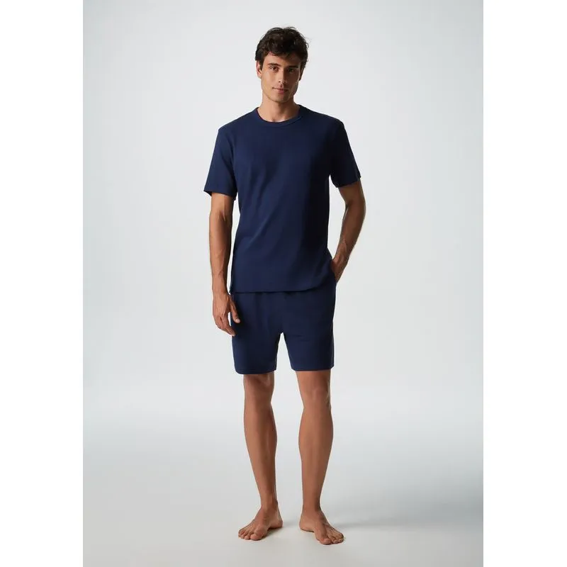 Pijama Masculino Em Ribana Canelada - Azul G