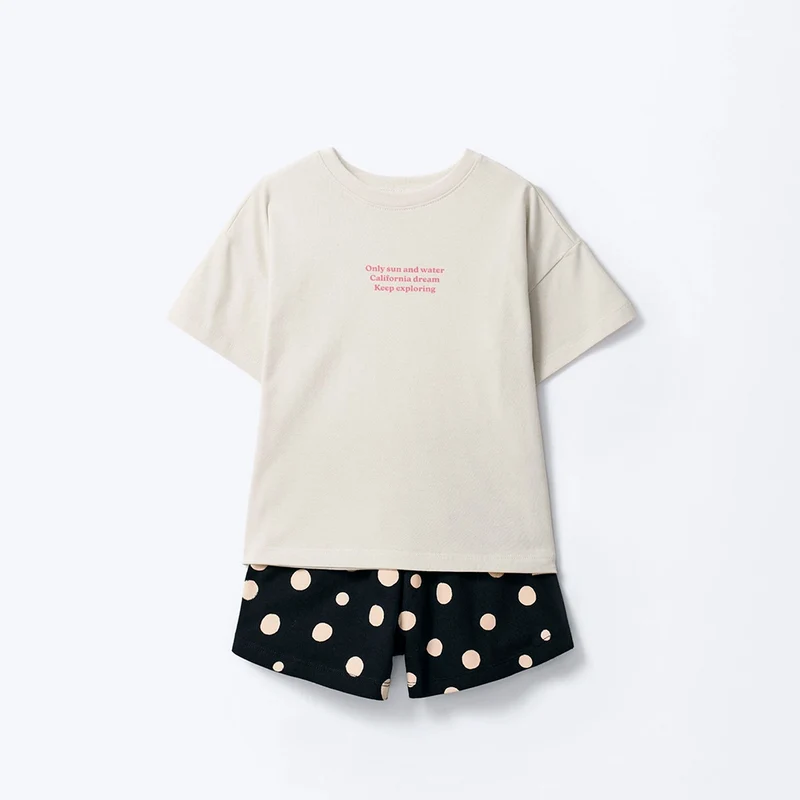 Conjunto Curto Hering Infantil Estampado Feminino - Off-White 10 / Menina / Off-White