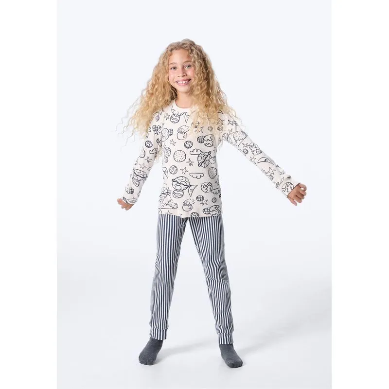 Pijama Infantil Estampado - Off white 006