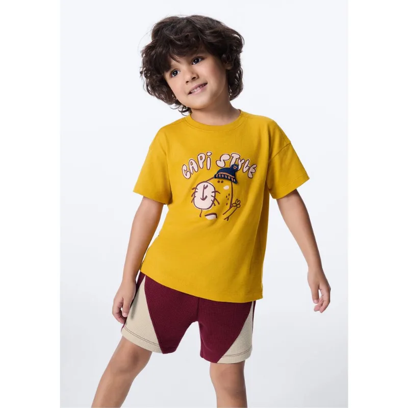 Shorts Infantil Menino Reto Liso - Vinho 003