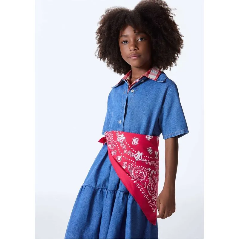 Vestido Infantil Menina Midi Jeans - Azul 014
