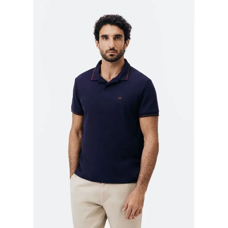 Camisa Polo Masculina Manga Curta Com Bordado - Azul G
