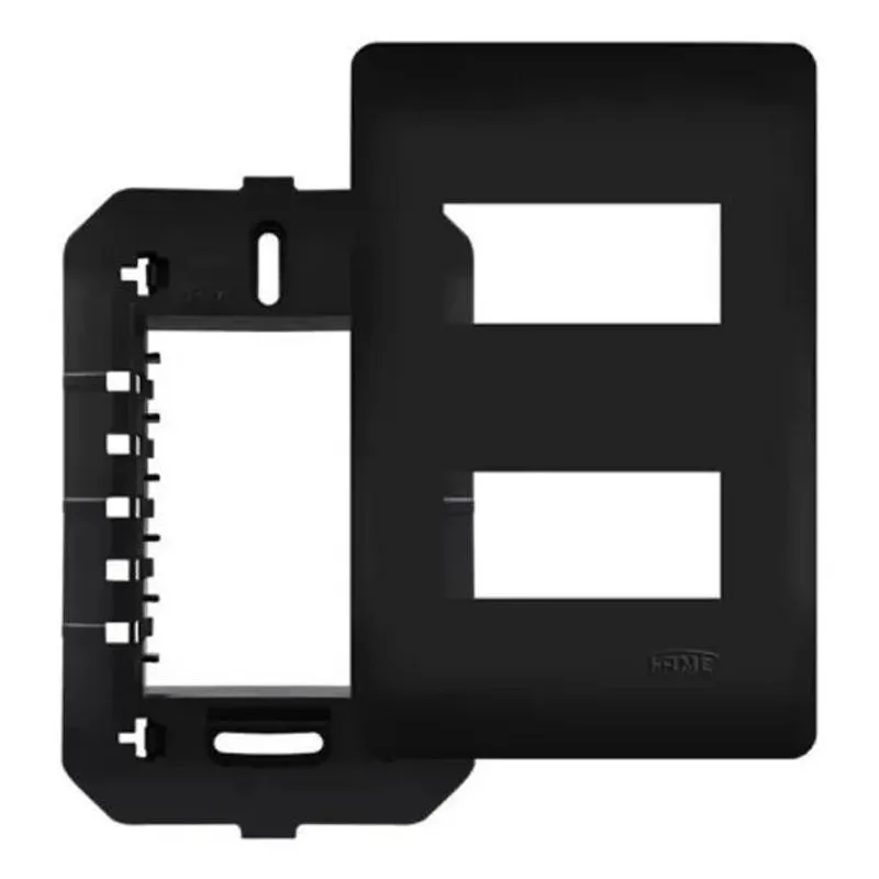 Placa Com Suporte 2 Módulos 4x2 Habitat Black Fame