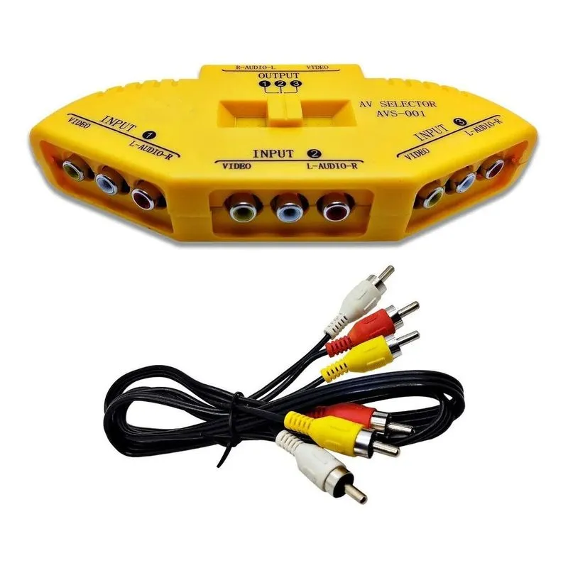 Chave Seletora Audio Video RCA 3x1 Para Video Cassete DVD