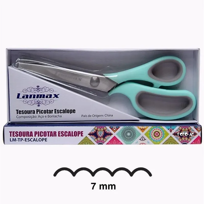 10x Tesoura De Picotar Escalope Corte Arredondado Profissio