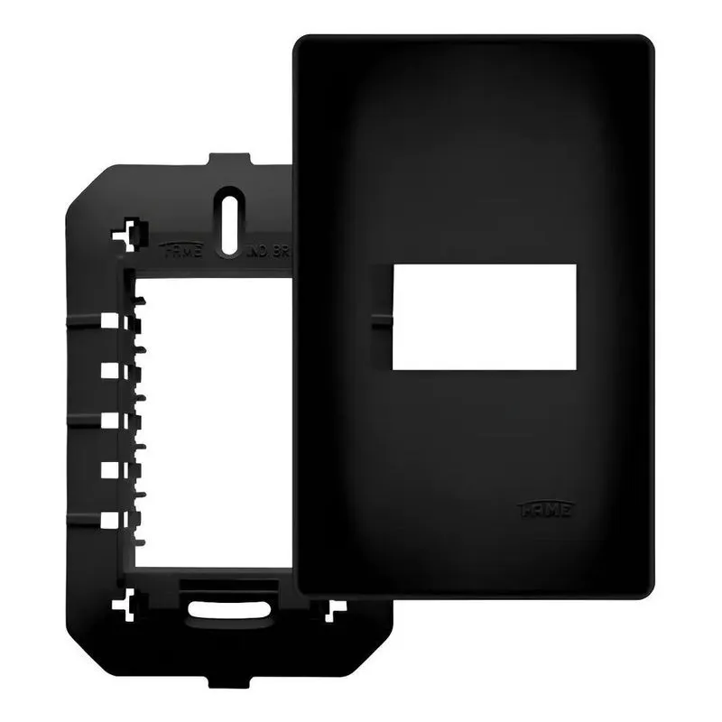 Placa 1 Posto 4x2 Habitat Black Com Suporte Fame