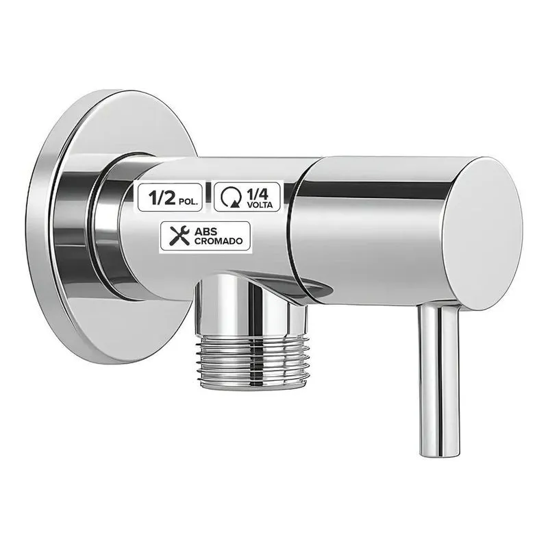 Registro Torneira Abs Cromado 1/2 Parede 1/4 Vol Aço Inox
