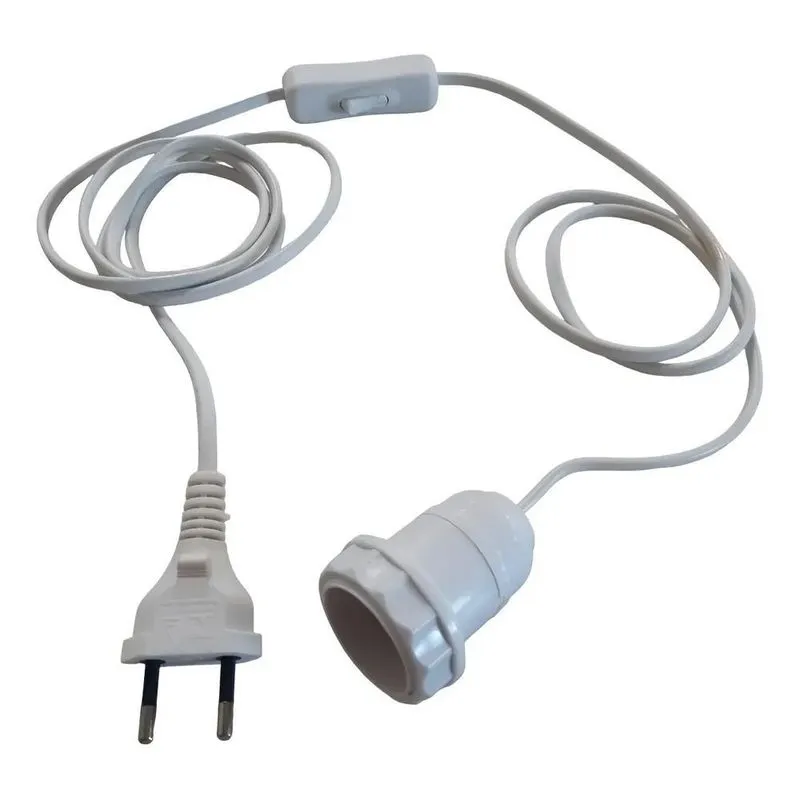 5x Rabicho Abajur Com Soquete E Interruptor 2m Bco Bivolt 64