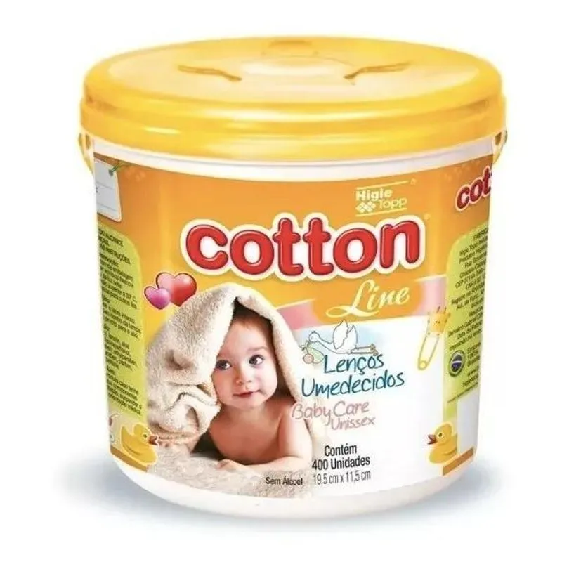 5x Lencos Umedecidos Baby Care Unissex Cotton Line 400 Uni