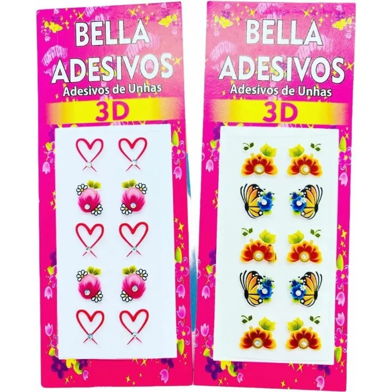 10x 500 Adesivos De Unha Bella, Revenda 3d