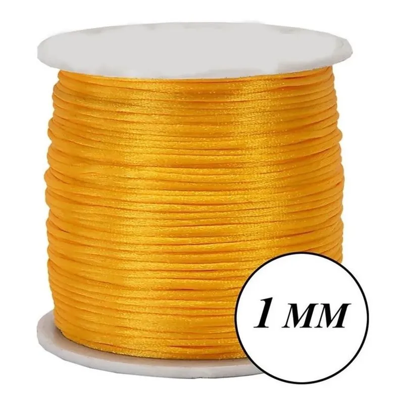 Fio Cordão Cetim Seda Rabo Rato 1mm 10m - V Amarelo Ouro