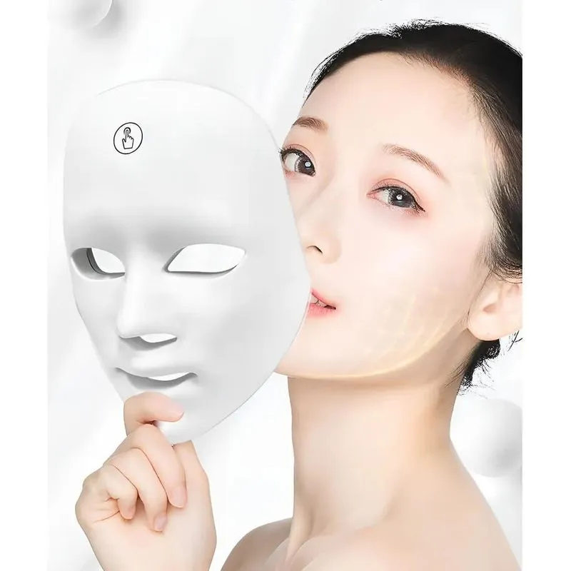 3x Máscara Led Tratamento Facial Fototerapia Estética 7 Core