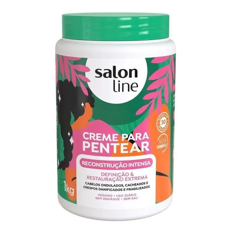 2x Creme Para Pentear Reconstrução Intensa 1kg Salon Line