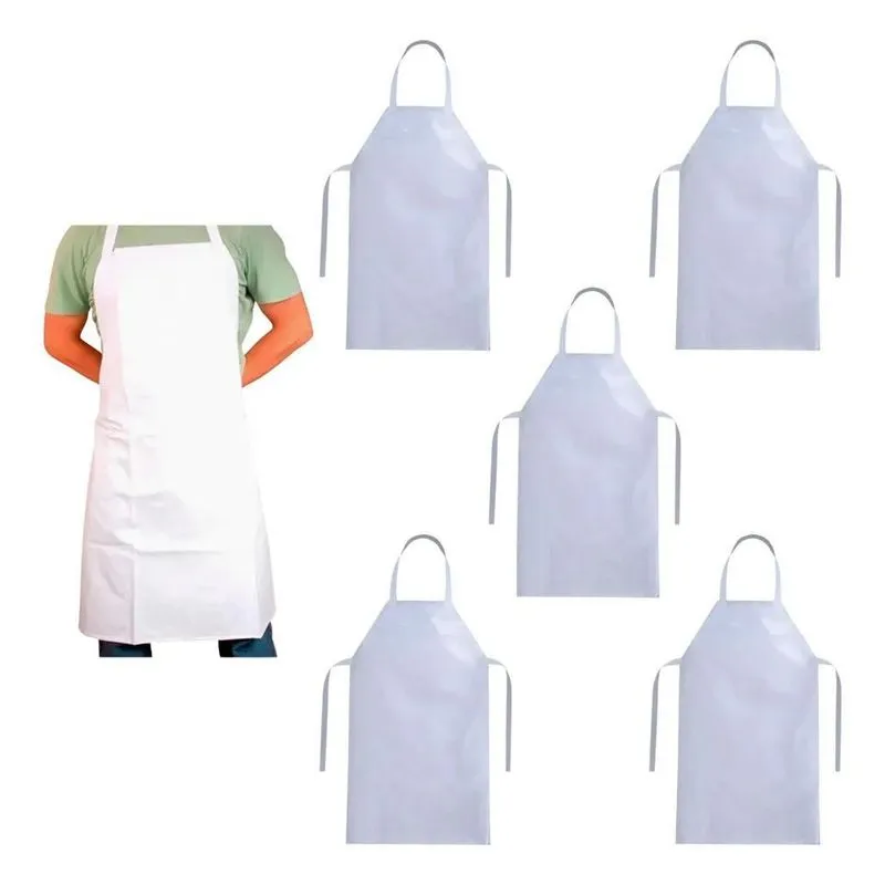 Kit 5 Avental De Pvc Cozinha Açougue Churrasqueiro Fo Branco