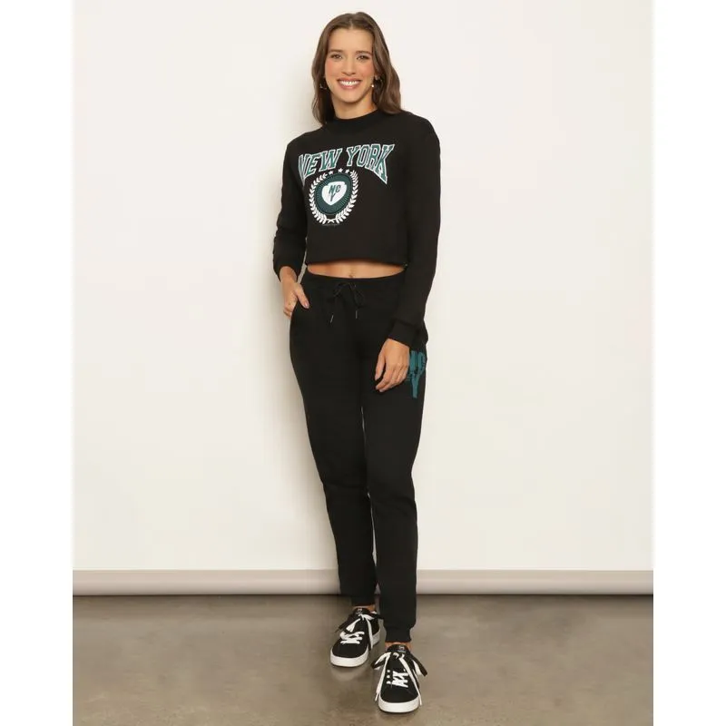 Calça Moletom Feminina Peluciada Jogger Preta P